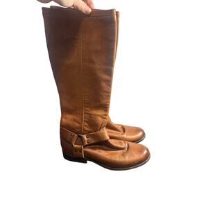 Frye Vintage Leather Harness Riding Boots Phillip Light Brown Western Moto 8.5B